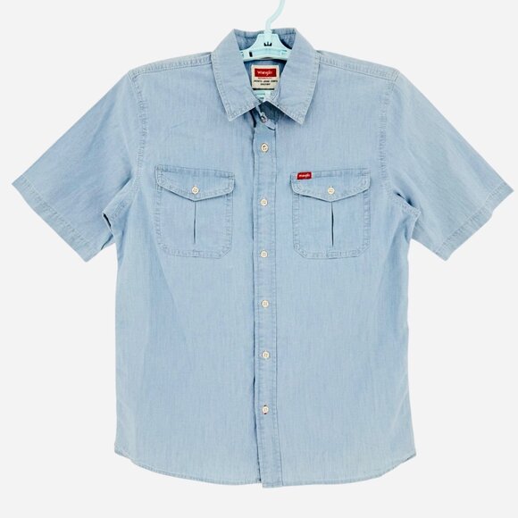 Wrangler Men's Heritage Relaxed Fit Short Sleeve Blue Shirt Size Small NWOT - Picture 1 of 9